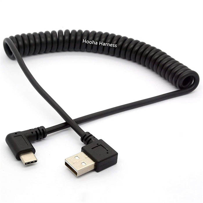 USB A to C coil cable