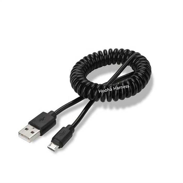 USB A to micro coil cable