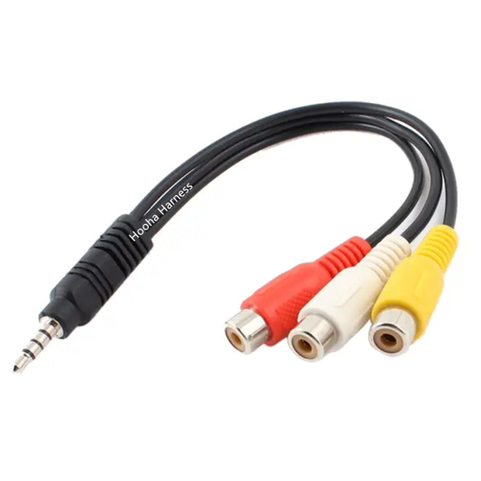 RCA a cable auxiliar de enchufe de 3,5 mm