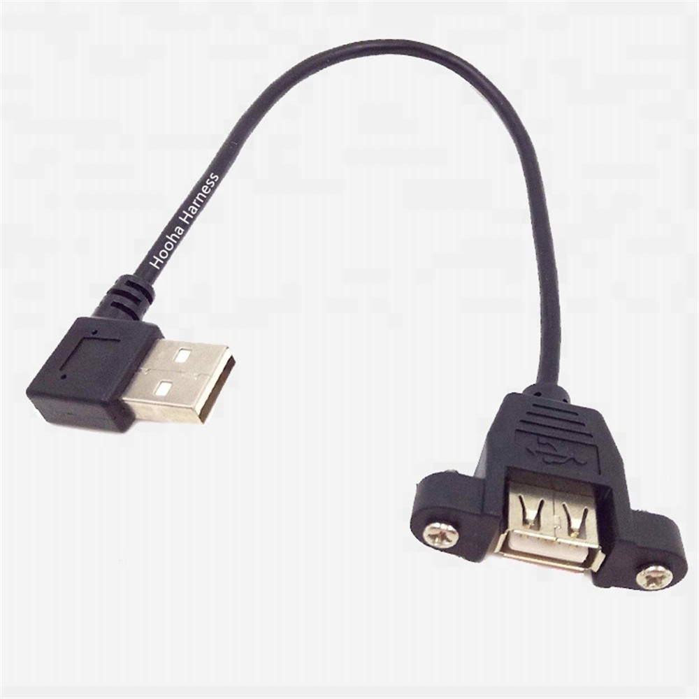 USB A ángulo recto a un cable de enchufe hembra