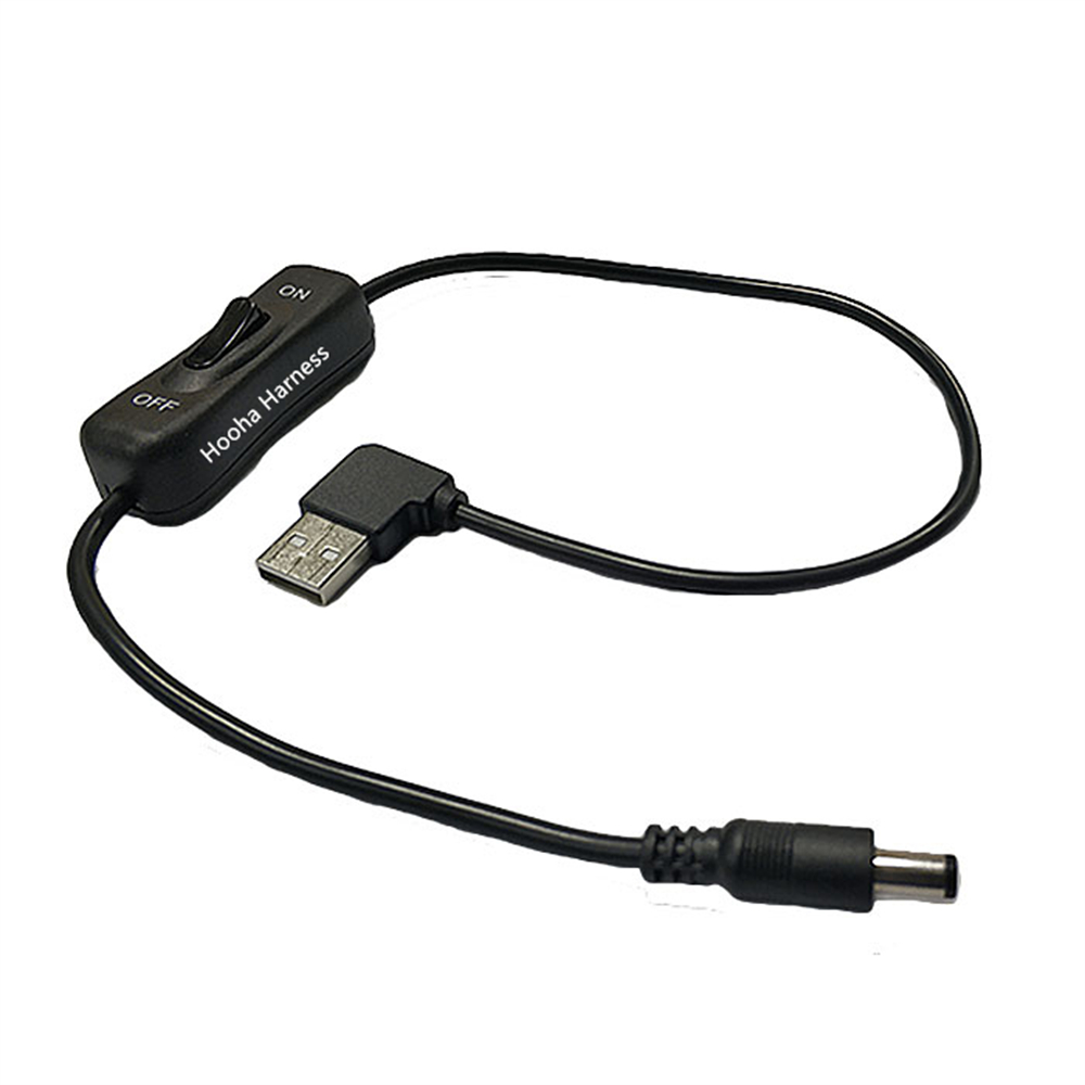 Cable de alimentación USB A en ángulo recto a DC 5521, interruptor de encendido y apagado en línea