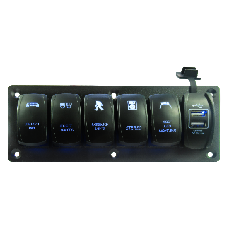 5 way rocker switch panel with USB charger