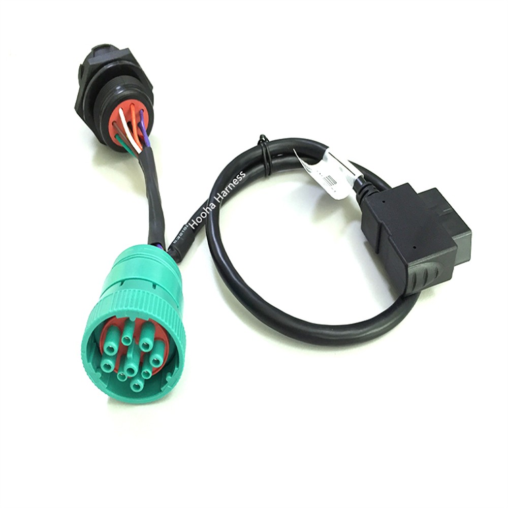 9 Pin Deutsch Type 2 J1939 to OBD2 Y Adapter Truck GPS