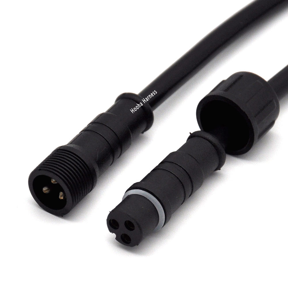 M8 3p macho a hembra cable de alimentación CC impermeable