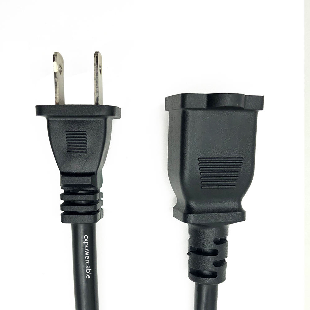 US 2-Prong male female AC power cable