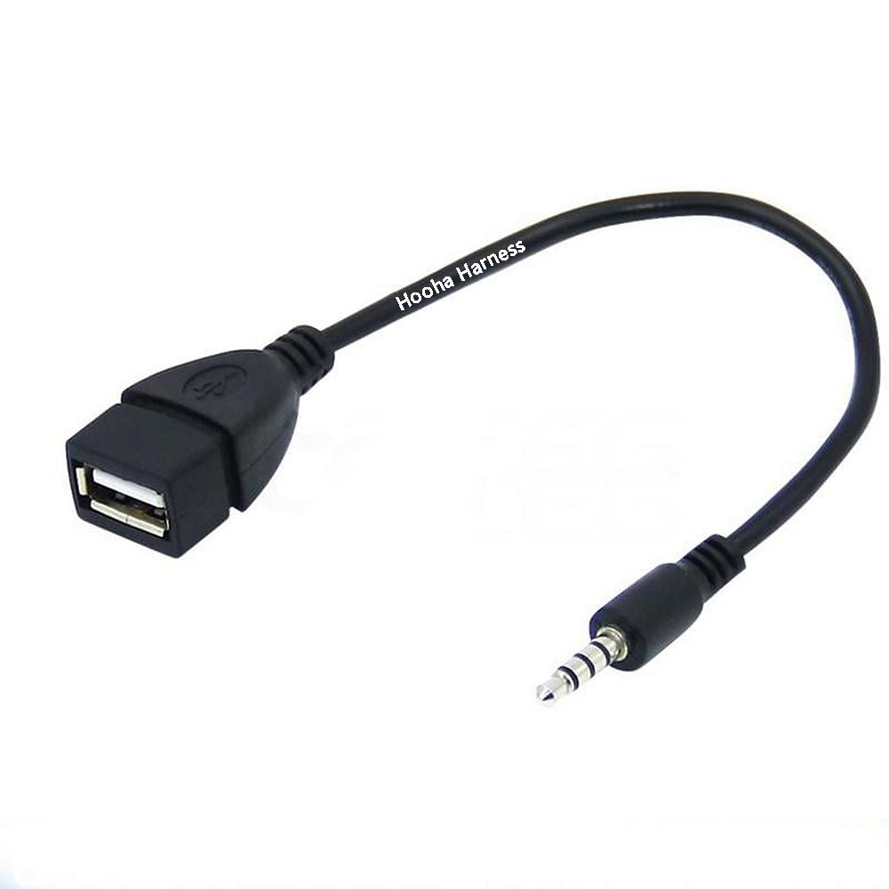 3.5mm AUX Audio To dual USB 2.0 Female Charge Cable