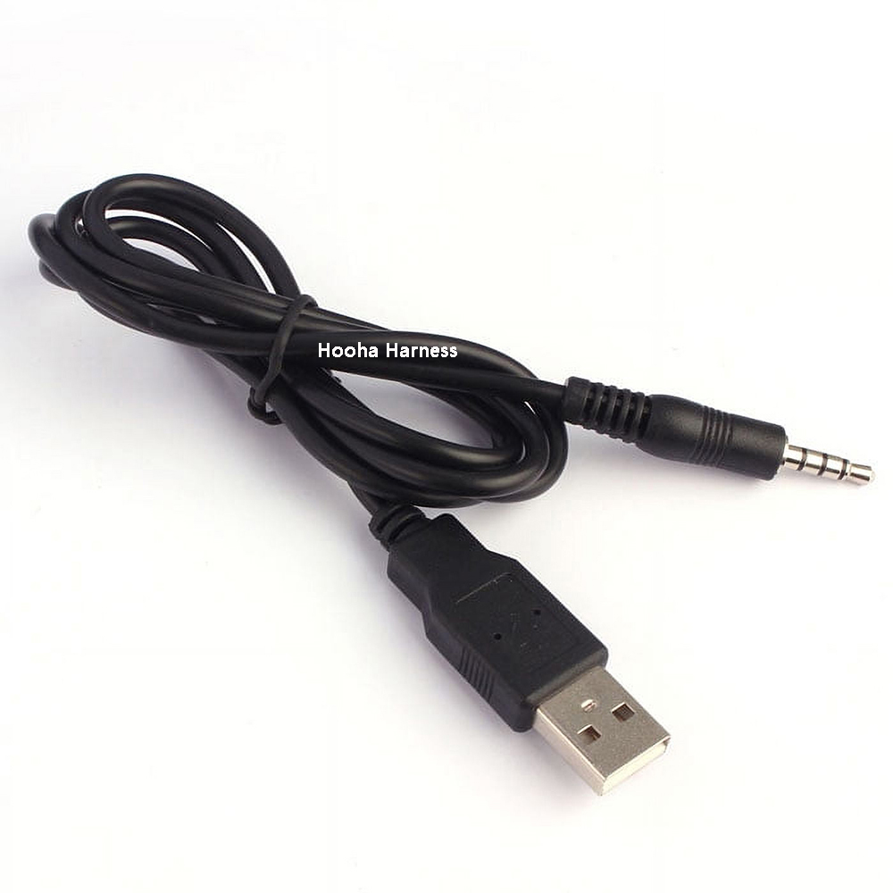 3.5mm AUX Audio To USB 2.0 Male Charge Cable