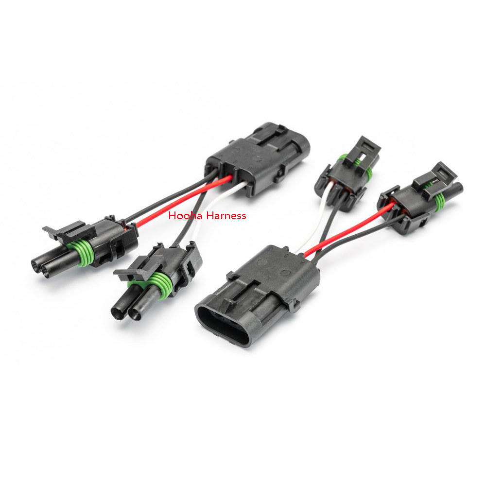 Aptiv Weather Pack Connector 2 x 2 way to 3 way splitter